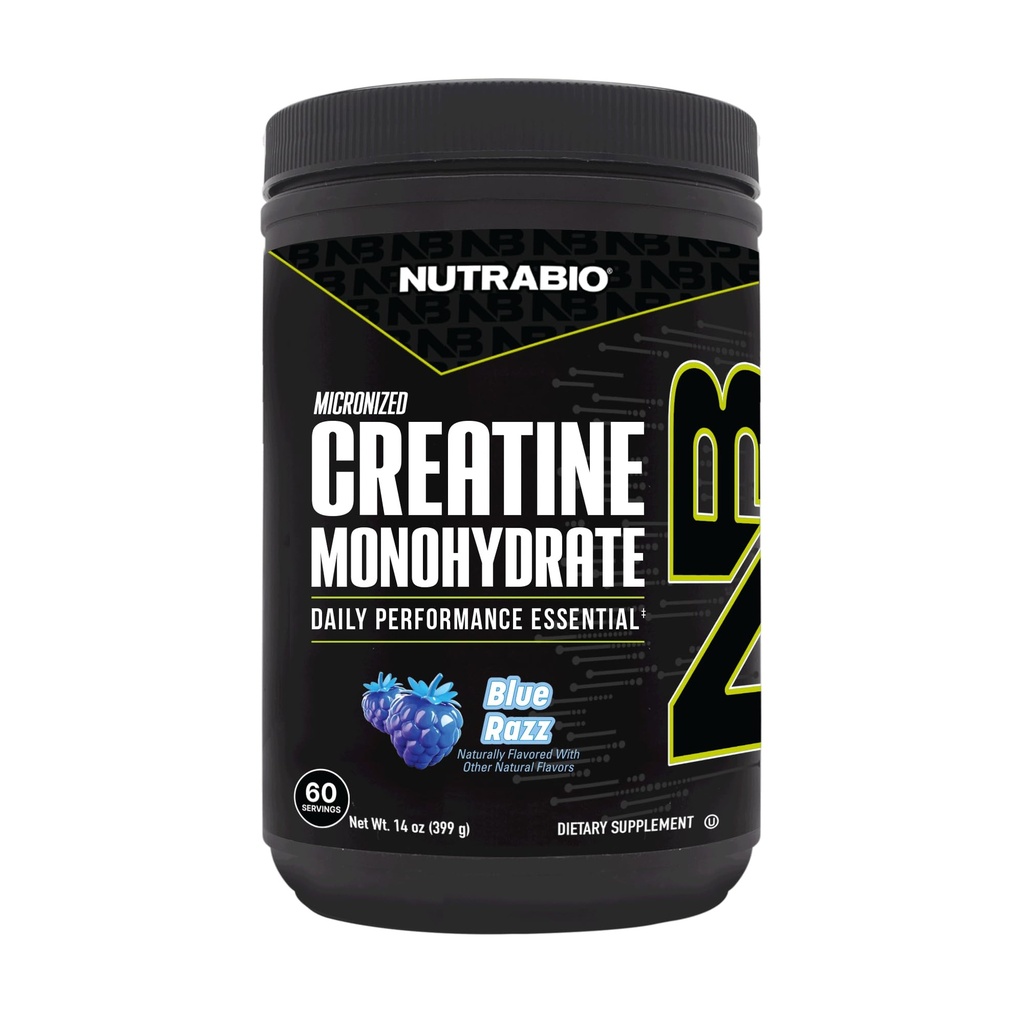 NutraBio Pure Micronized Creatine Monohydrate Poudre Supplément, Blue Razz (300 g) - Supporte l'énergie musculaire en vrac, la récupération et la force - HPLC Tested Creatine Poudre Supplément pour hommes et femmes