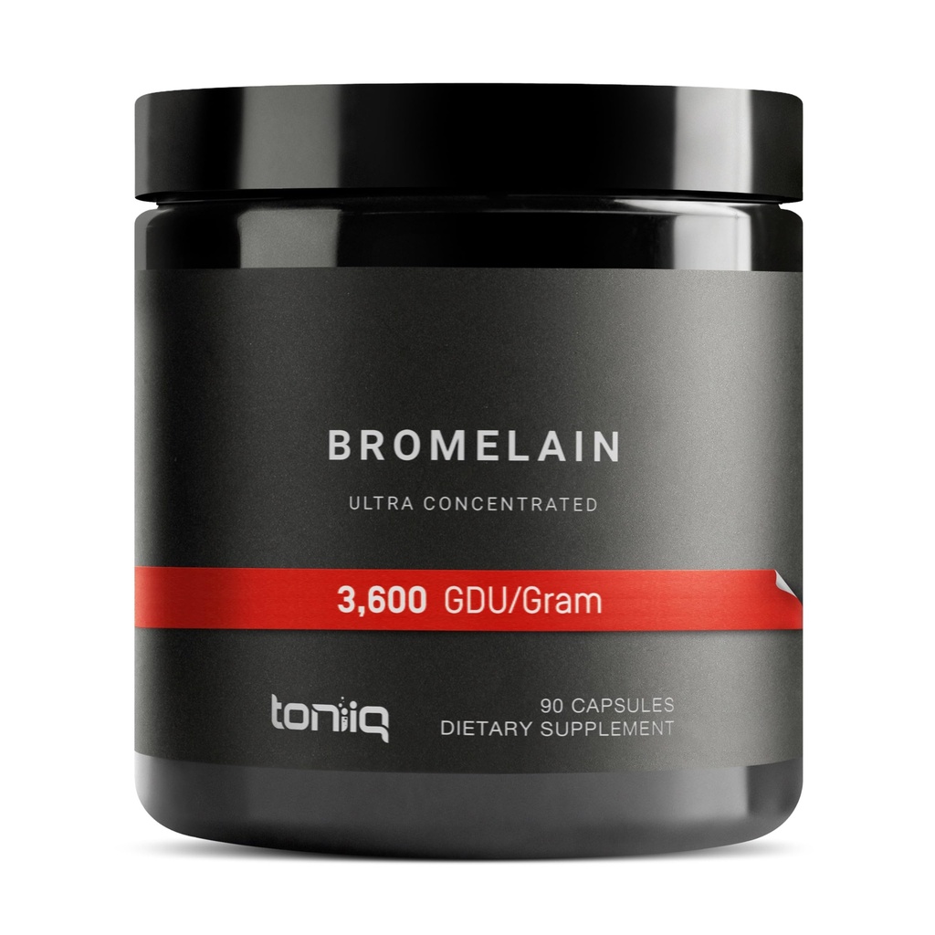 Bromélain ultra-haute résistance 1000mg - 3600 GDU/gram - hautement concentré et biodisponible - Formule testée par une tierce partie - 90 Capsules végétariennes - 45 portions par contenant - Supplément bromélain