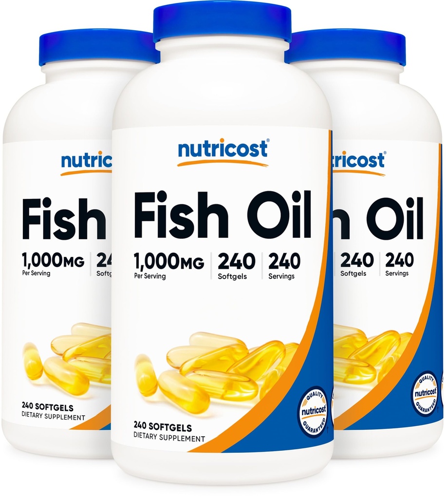 Nutricost Fish Oil 1000mg (560mg von Omega-3), 240 Softgels (3 Flaschen)