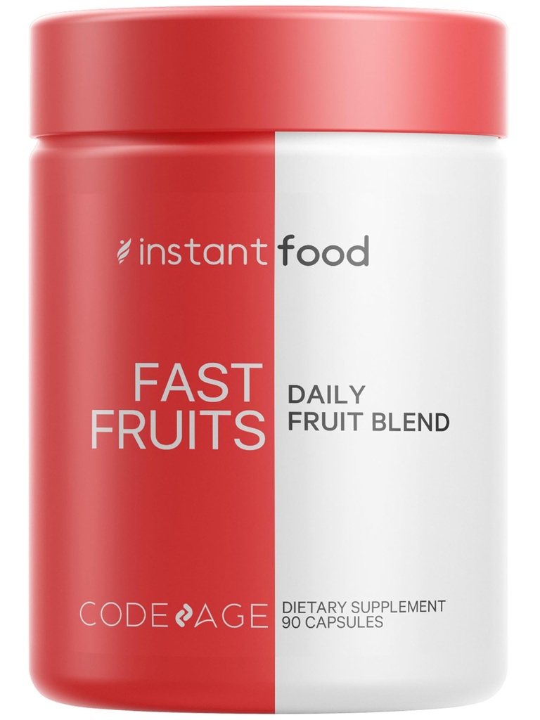 Codeage Instantfood Fast Fruits, über 15 Fruchtpulver Equivalent All-in-One, Vegan Täglich Ganze Lebensmittel Vitamine - Beeren, Antioxidante Polyphenole & Bioflavonoid Multivitamin, Non-GMO, 90 Kapseln