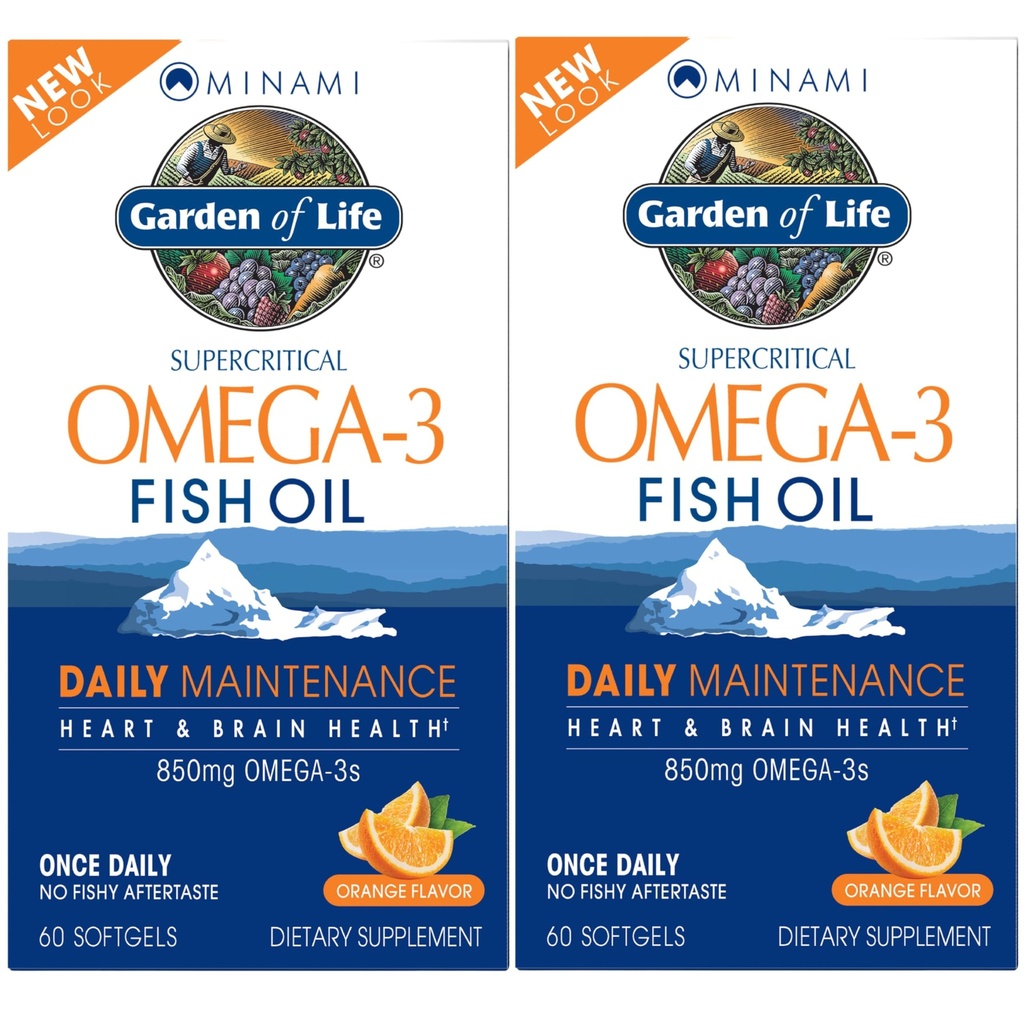 Garten des Lebens EPA/DHA Omega 3 Fischöl - Minami Natural Brain Funktion, Herz- und Stimmungsergänzung, 120 Zähler (60-ct 2-Pack)