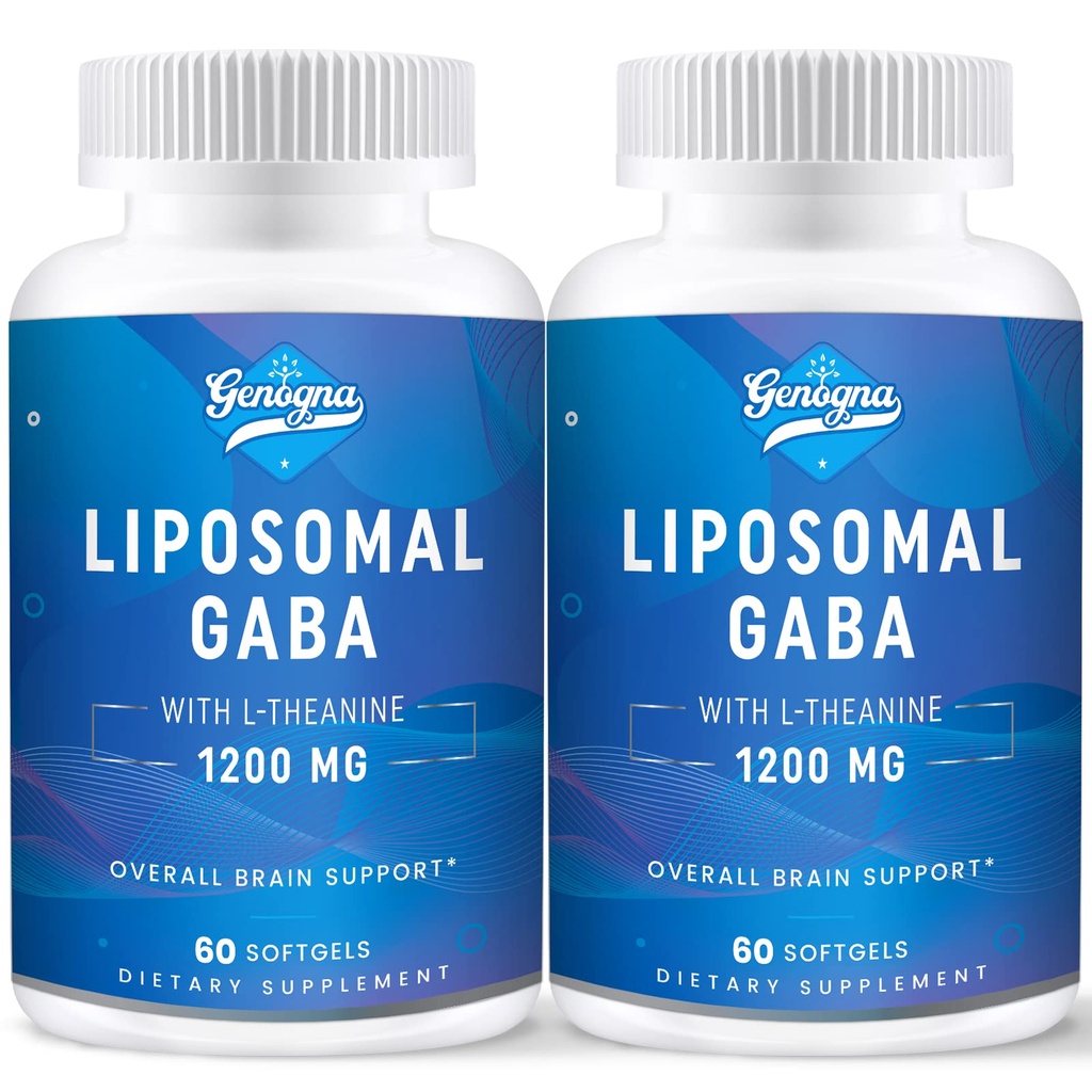 GABA liposomale avec L-Theanine 1200mg - 2 packs de suppléments GABA à haute biodisponible,120 capsules pour adultes