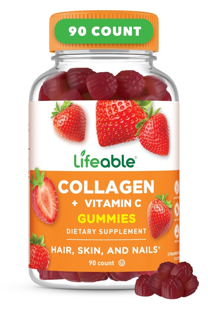 Lebensfähige Collagen Peptide Gummie | 100mg mit Vitamin C | Great Tasting Collagen Supplements | Vegetarische Haarhaut und Nails Gummie | Collagen Gummie für Erwachsene, Männer, Frauen | 90 Gummie
