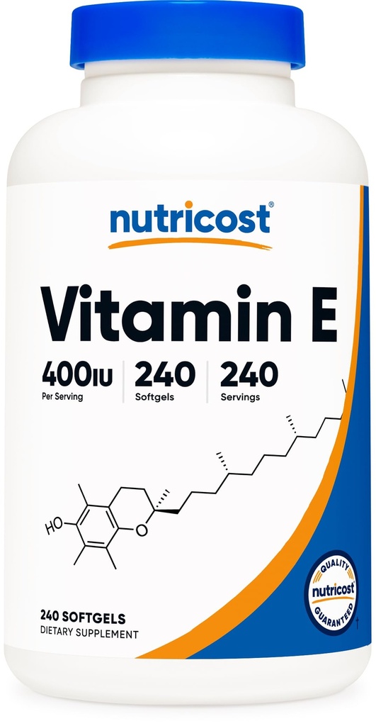 Nutricost Vitamin E 400 IU, 240 Softgel Kapseln - Glutenfrei, Non-GMO