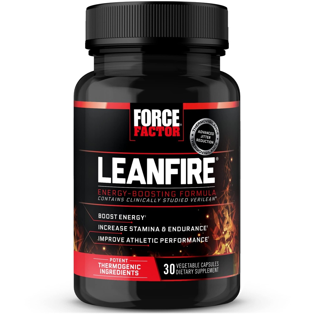 Kraftfaktor LeanFire Pre Workout Energie Pillen mit grünem Tee Extrakt und Koffein Energie zu erhöhen, Lean Muskel, Schwarz, 30 Count (Pack von 1), Paket Mai Vary