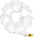MOLN HYMY Große wöchentliche Pille Box 7 Tage, niedliche Pille Fall Organizer 1 Mal am Tag, Floral Pille Container einmal täglich, Ziemlich Medizin Spender für Vitamin/Fish Oil/Medication/Supplements (Weiß)