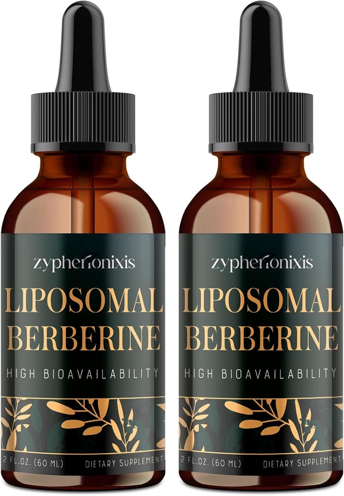 Liposomal Berberine Tropfen Supplement 3000mg - Hohe Absorption AMPK-Aktivator, Organic Berberine HCl Complex mit Ceylon Cinnamon & Ginger für Immun- & Verdauung (4 fl oz)
