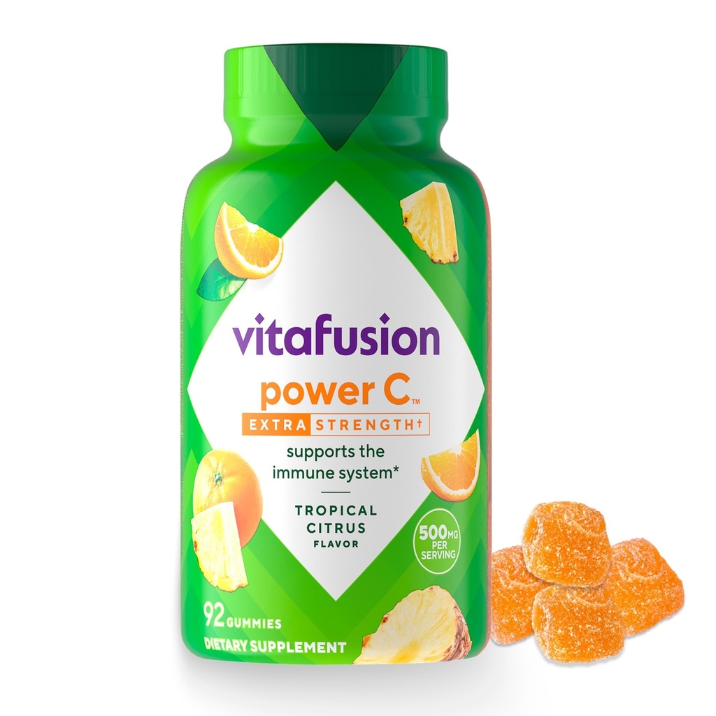 Vitafusion Extra Strength Power C Vitamines gommy, soutien immunitaire aux agrumes tropicaux (1) Vitamines, 92 Compte