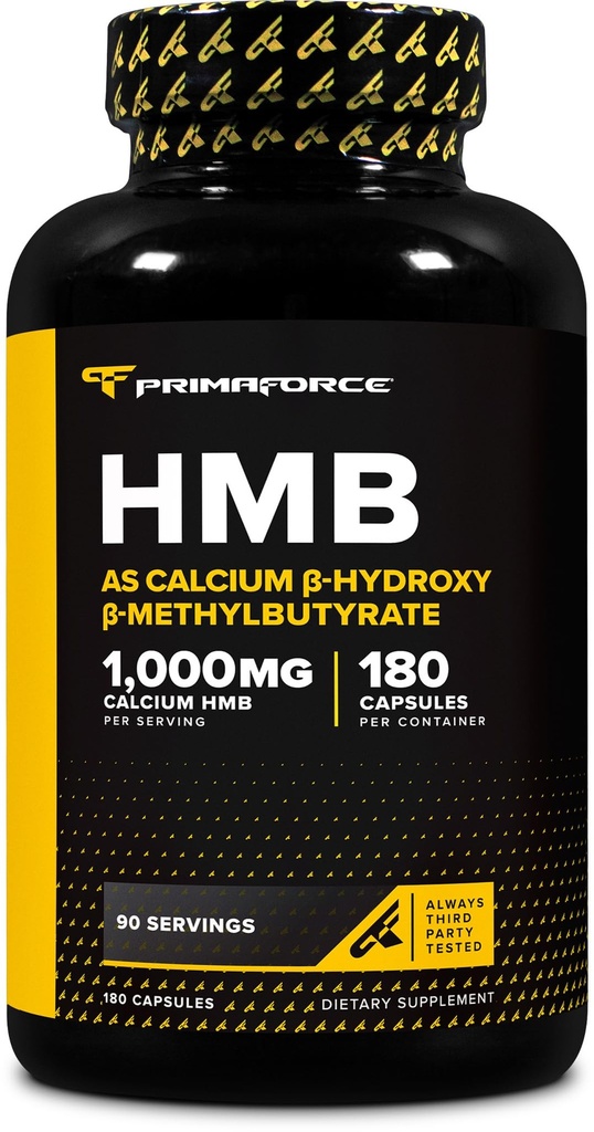 Primaforce HMB (Beta-Hydroxy Beta-Methylbutyrat) 1000mg, 180 Kapseln (500mg pro Kapsel) - Glutenfreie und nicht-GMO Ergänzung