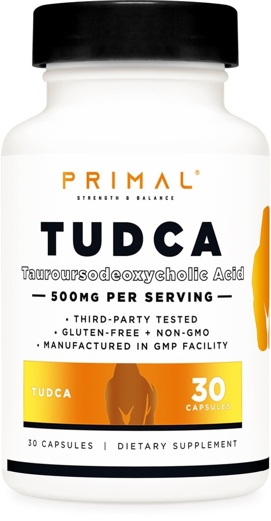 Primal Tudca 500mg 30 capsules - Sans gluten, supplément acide tauroursodéoxycholique non-OGM