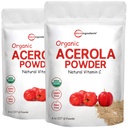 2 Pure USDA poudre de cerise acérola biologique, vitamine C naturelle et organique pour système immunitaire, 8 once, pas d'OGM, pas de gluten, Brésil Origine
