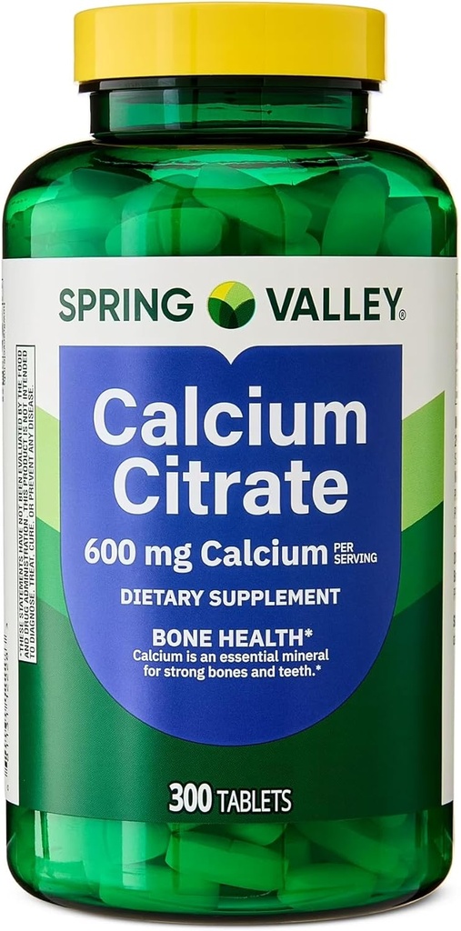 Supplément alimentaire de Citrate de calcium de Spring Valley, 600 mg, 300 Nombre. - New Look