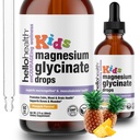Kinder Magnesium Glycinate Flüssige Tropfen – Zuckerfreie flüssige Magnesium Tropfen, Happy Calm für Kinder Berechnung Ergänzung Komplex – Magnesium für Kinder & Nacht Schlaf, Ananas Flavor 2 Fl Oz.