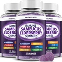Elderberry Gummies Immununterstützung, Tägliche Unterstützung für Kinder und Erwachsene*, mit Sambucus Elderberry, Zink, Vitamin C, D3, B6, B12, Plus - Nahrungsergänzung - 210 Count