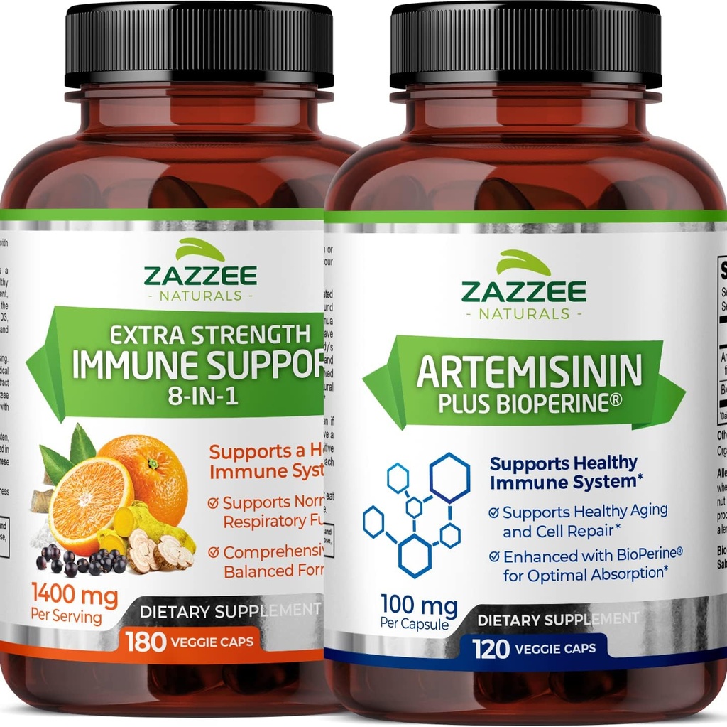 Zazzee Artemisinin Kapseln und zusätzliche Stärke 8-in-1 Immununterstützung Kapseln