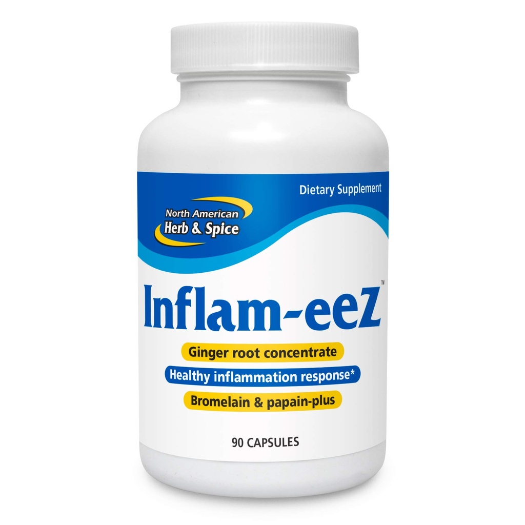 NORTH AMERICAN HERB & SPICE Inflam-EEZ - 90 Kapseln - Unterstützt gesunde Immun- und Entzündungsreaktion - Ingwer Root, Camu Camu Beeren, Bromelain & Papain Plus - Non-GMO - 45 Gesamt Servierungen