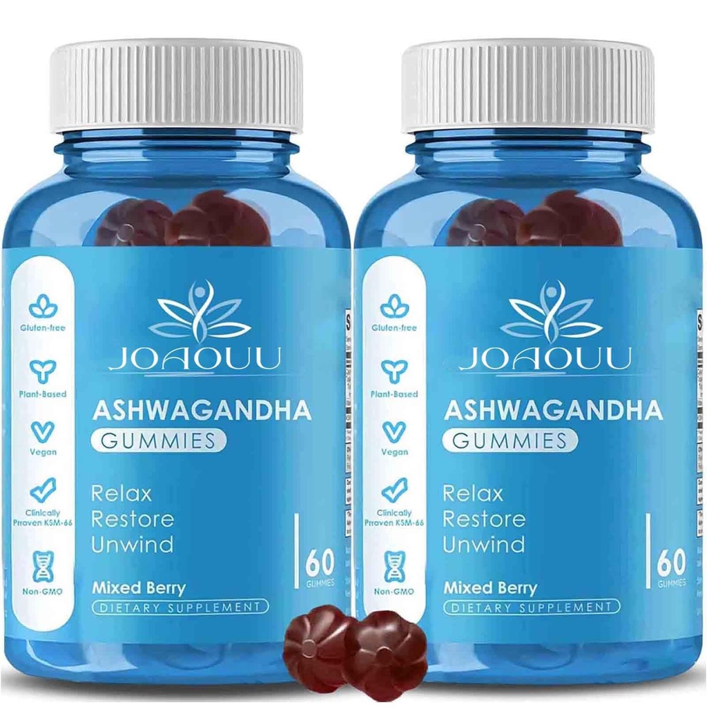 (120 Count) Ashwagandha Gummies KSM-66 - Mixed Berry, Vegan, Plant Based, Non-GMO, Gluten-Free & Gelatin Free Relax, Organic Ashwa Root Extract Supplement für Immununterstützung