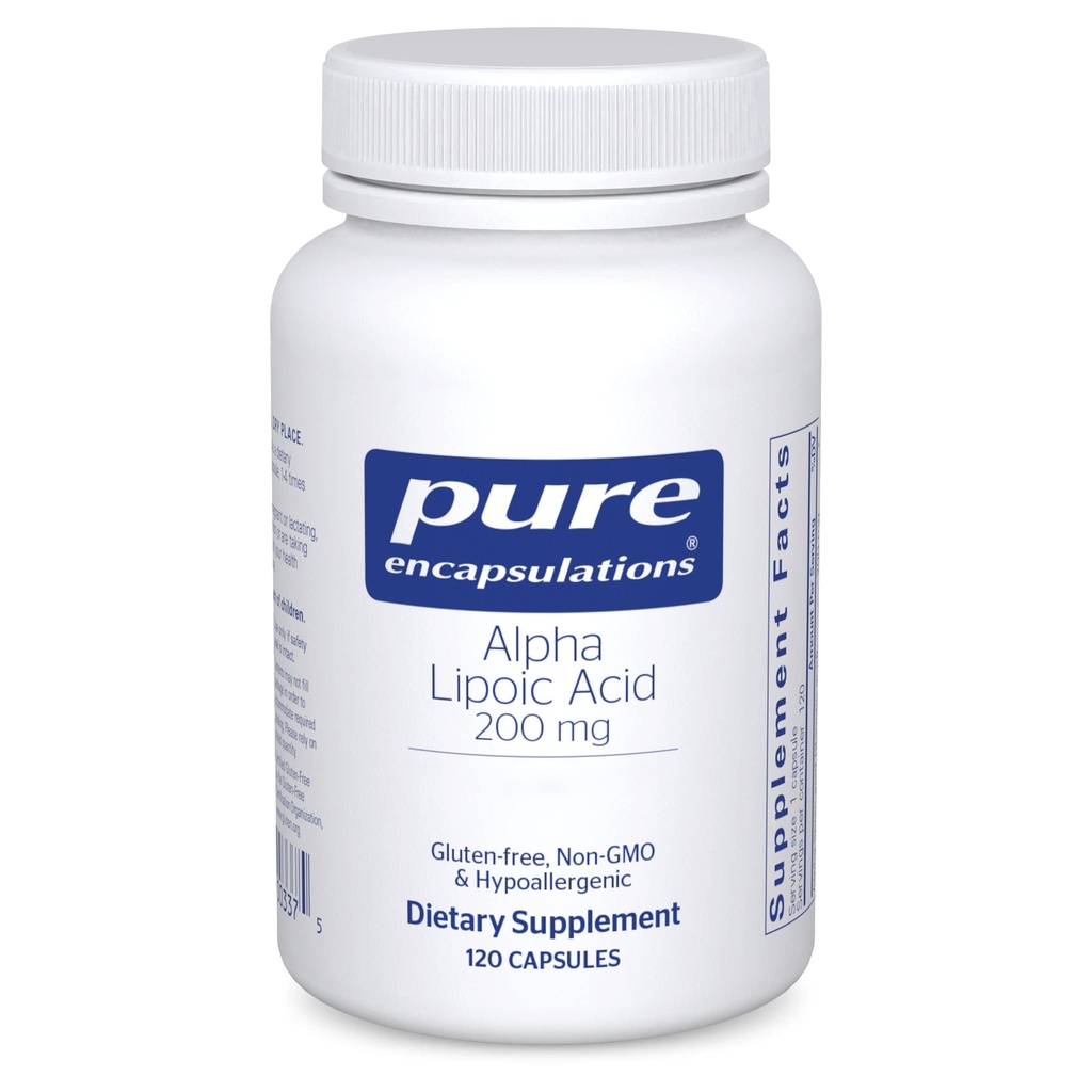 Encapsulations pures Acide alpha lipoïque 200 mg - 200 mg ALA - Soutien du foie et des antioxydants* - pour la santé et le métabolisme des glucides - Supplément végétalien et non OGM - 120 capsules