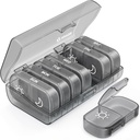 AUVON XL Organisateur de pilules hebdomadaires 2 fois par jour, boîte à pilules 7 jours avec des grandes ouvertures simples pour une utilisation facile, boîte à pilules gris AM PM pour médicaments, vitamines, huiles de poisson, suppléments