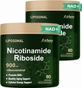 Airboy Liposomal Nicotinamid Riboside 900 mg, NAD Ergänzung mit Resveratrol, NMN Alternative NAD Booster Unterstützung Anti-Aging, Energie, Fokus - 80 Capsulesx 2 Pack