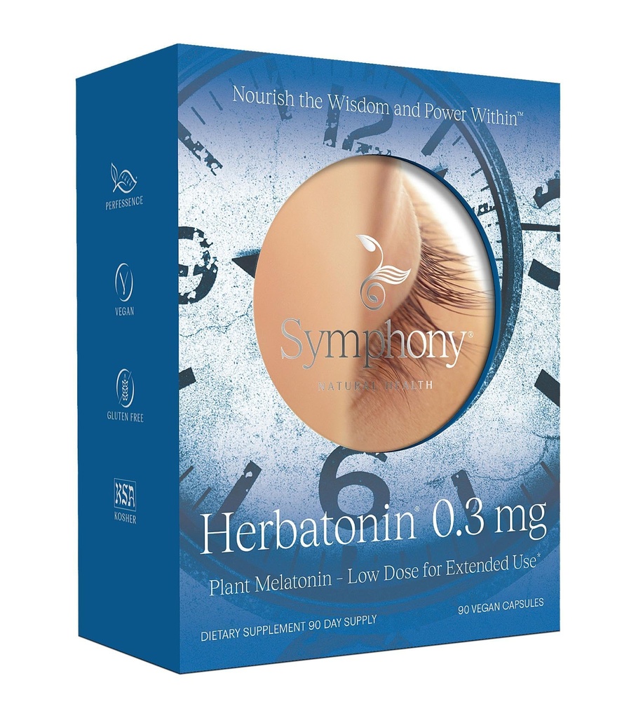 Herbatonin® 0.3 mg – Die erste pflanzenbasierte, natürliche Melatonin-Ergänzung (Phyto-Melatonin) - Low Dose Sleep Aid, unterstützt Circadian Rhythm & Cellular Health – 90 Kapseln (90 Tage Versorgung)