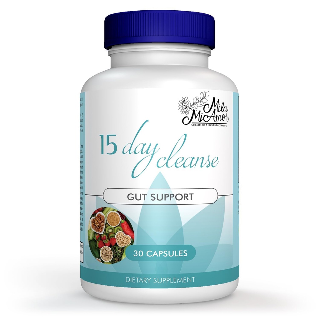 Mila Miamor 15 Day Cleanse - Gut und Colon Support - Fortgeschrittene Gut Cleanse Detox für Damen und Herren mit Senna, Cascara Sagrada & Psyllium Husk - Non-GMO - Made in USA - 30 Kapseln