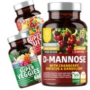 No One Nutrition N1N Premium D-Mannose avec canneberge et Hibiscus [1350mg], 120 Capsules, et Super Fruits et légumes Supplément alimentaire entier, 180 Capsules, 2 Pack Bundle