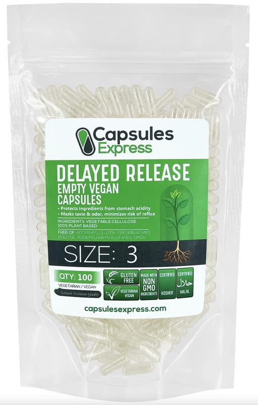 XPRS Nutra Retarded Release Size 3 Capsules vides - 100 Compter Effacer Capsules vides Vegan - Pilules végétariennes Bricolage Gélule végétale Remplissage - Veggie Gel Caps pour Do-It-Youlf Suppléments