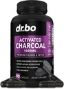 Capsules de charbon activés Nettoyer la désintoxication - 1200mg Pilules de charbon de coco biologique pour l'essence d'estomac et le dégel pour les hommes Femmes Enfants - Capsules actives Poudre Binder Suppléments activés pour Gut