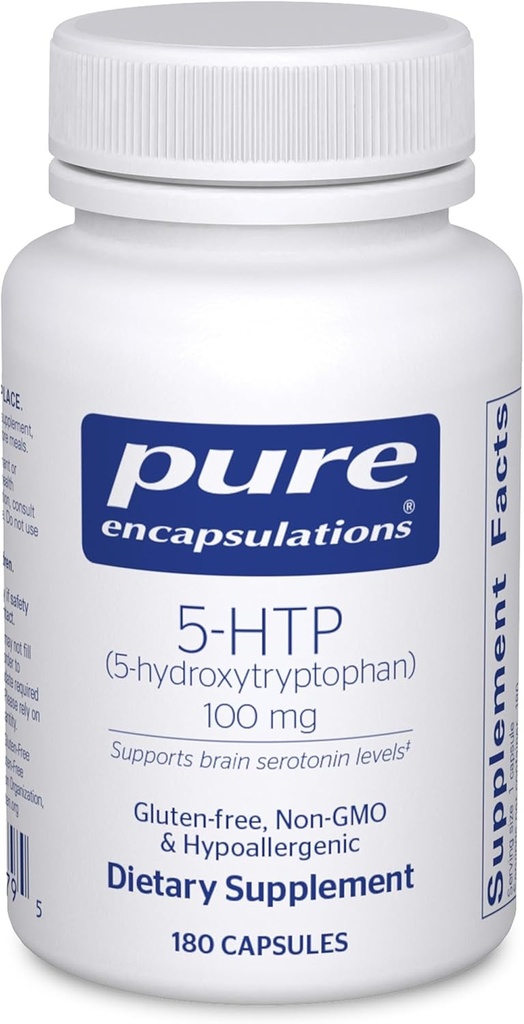 Reine Kapseln 5-HTP 100 mg - Gehirngesundheit, Schlafregulierung & Appetitunterstützung* - 5-Hydroxytryptophan - Glutenfrei & Non-GMO - 180 Kapseln