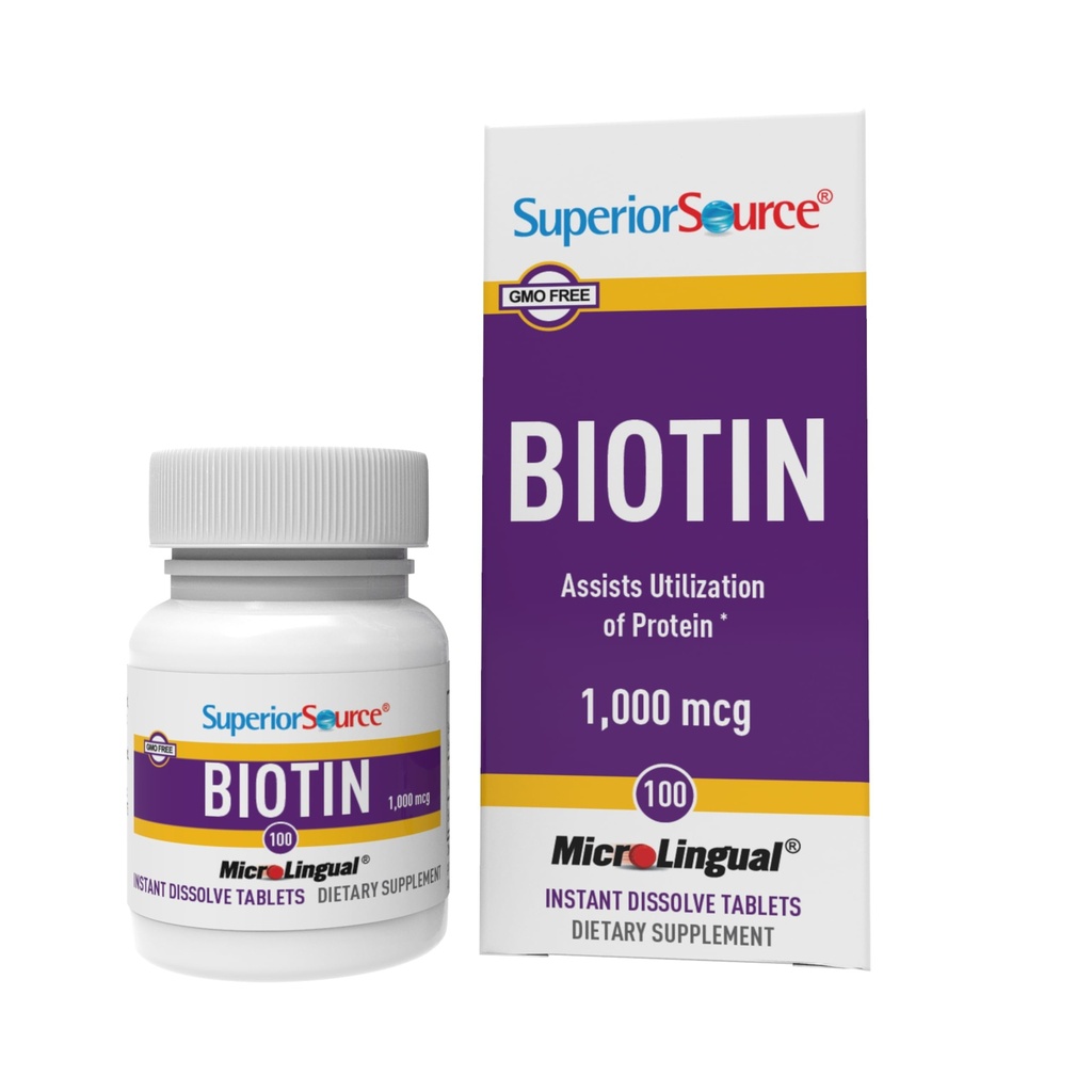 Überlegene Quelle Biotin 1000 mcg. Unter der Tongue schnell lösen MicroLingual Tablets, 100 Count, Unterstützt gesundes Haar, Haut und Nail Wachstum, hilft Energie Stoffwechsel, Non-GMO