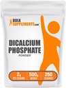 BulkSupplements.com Dicalcium Phosphat-Pulver - Kalzium-Ergänzung, DCP-Ergänzung - Unflavored & Glutenfrei, 2g pro Servierung, 500g (1.1 lbs) (Pack von 1)
