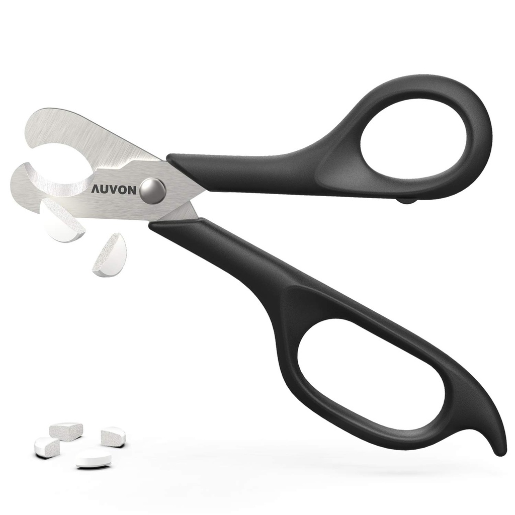 AUVON Scissors-Shaped Pille Cutter, Sharp Blade Pille Splitter für leicht dividieren die meisten 5-15mm Vitamine, Tabletten und Medikamente in der Hälfte