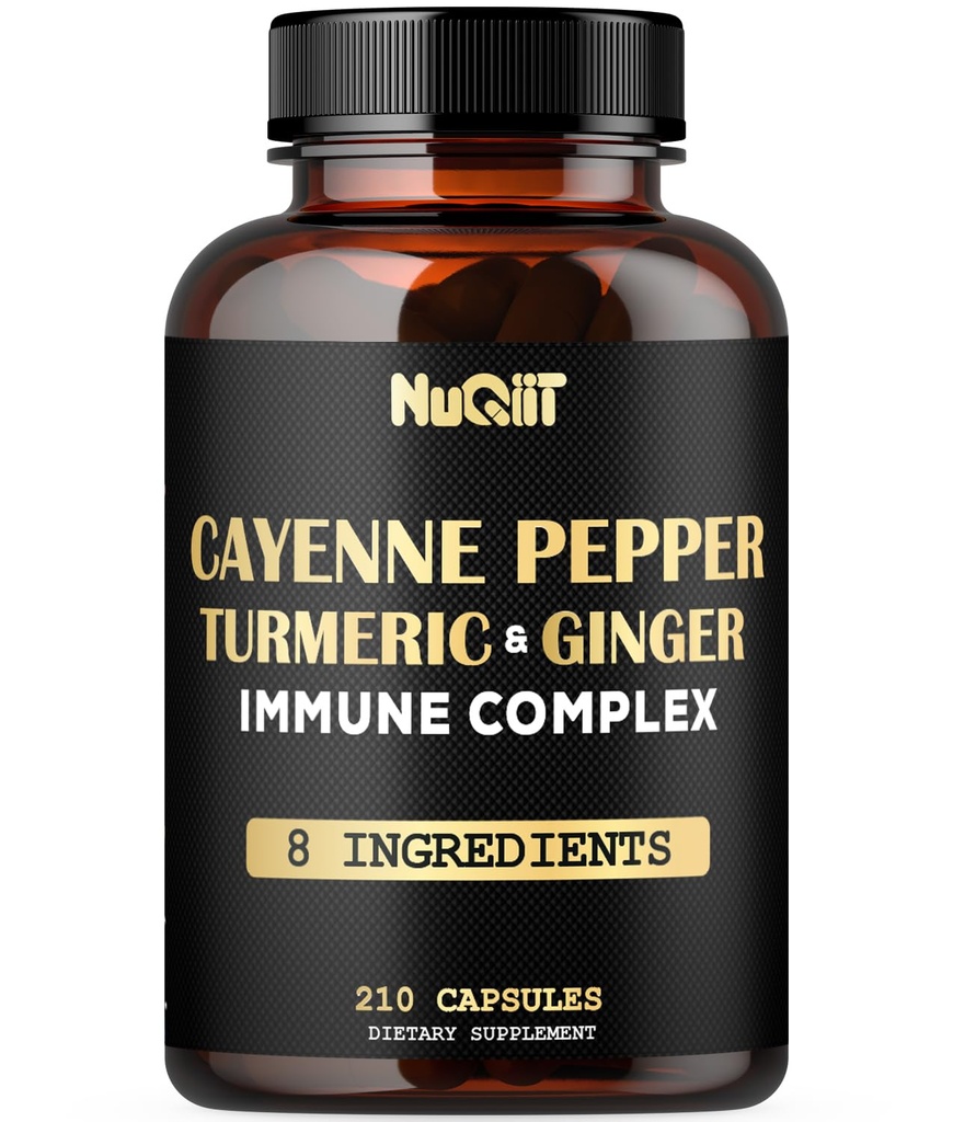 210 Pillen - Cayenne Pfeffer Kapseln Bio mit Kurkuma, Ingwer, Immununterstützung Komplex als Elderberry, Echinacea, Knoblauch Bulb - Verdauung, Herzgesundheit & Körpermanagement
