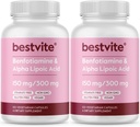 Benfotiamin 150mg / Alpha Lipsäure 300mg (240 vegetarische Kapseln)(120x2) - No Stearates - Vegan - Glutenfrei - Non GMO