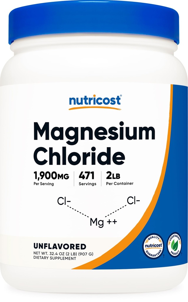 Chlorure de magnésium Nutricost (2LBS) - Sans gluten, végétarien, non OGM