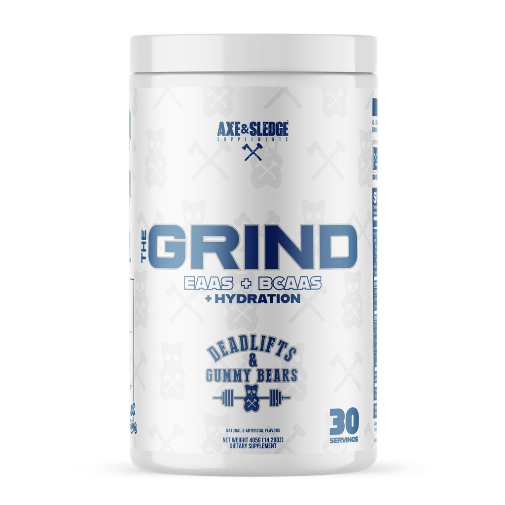 Axt & Schlitten Die Grind Essential Amino Acids |EAA & BCAA Powder |Muscle Recovery & Elektrolyte für Hydration | Stimulant-Free, Vegan | 30 Servietten, Deadlifts & Gummy Bears