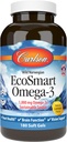 Carlson - EcoSmart Omega-3, 1000 mg Omega-3, source durable, santé cardiaque, soutien de la fonction cérébrale et de la vision, citron, 180 softgels