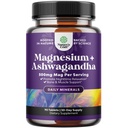 Supplément au Magnésium Glycinate avec Ashwagandha - Magnésium pour support du stress et facilité de repos pour les adultes - Comprimés à haute absorption pour support des os et crampes musculaires - 90 Compte