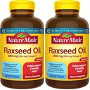 Nature Made Flaxseed Oil 1000 mg, Nahrungsergänzungsmittel für Herzgesundheitsunterstützung, 180 Softgels (Pack von 2)