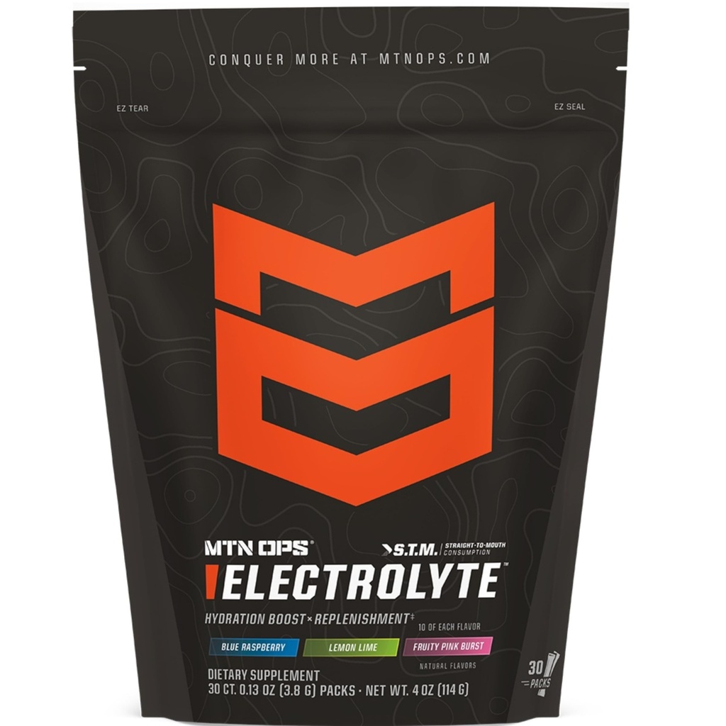 MTN OPS Electrolytes Powder Packets, sans sucre hydratant Packets, sans gluten hydratant en poudre, sans électrolyte Powder Packets STM - Lot varié de 3 saveurs, 30 boîtes