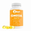 Zippi Omega 3-6-7-9 Camelina Softgels - Pflanzenbasierte Omega 3-6-7-9-Fettsäure-Ergänzung. Hilft, Gehirn, Leber, Herz-Kreislauf, Immunität und Gelenkfunktion zu unterstützen