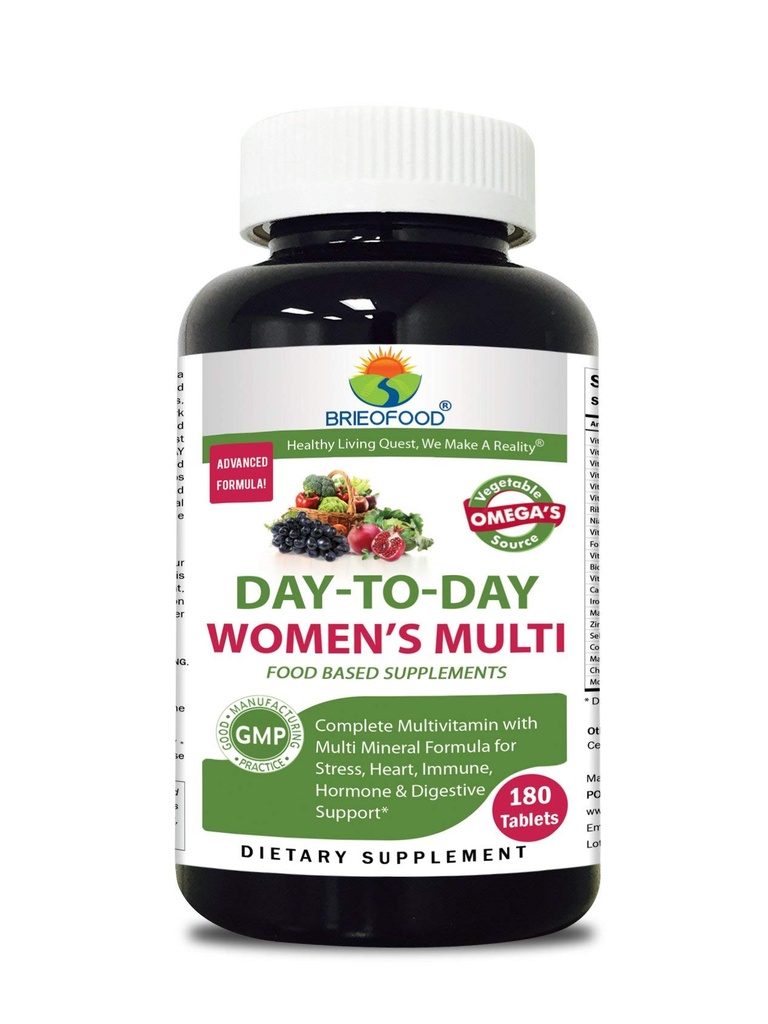 Briofood, alimentation quotidienne multi-comprimés pour femmes (180 comprimés) avec des omégas de source végétale