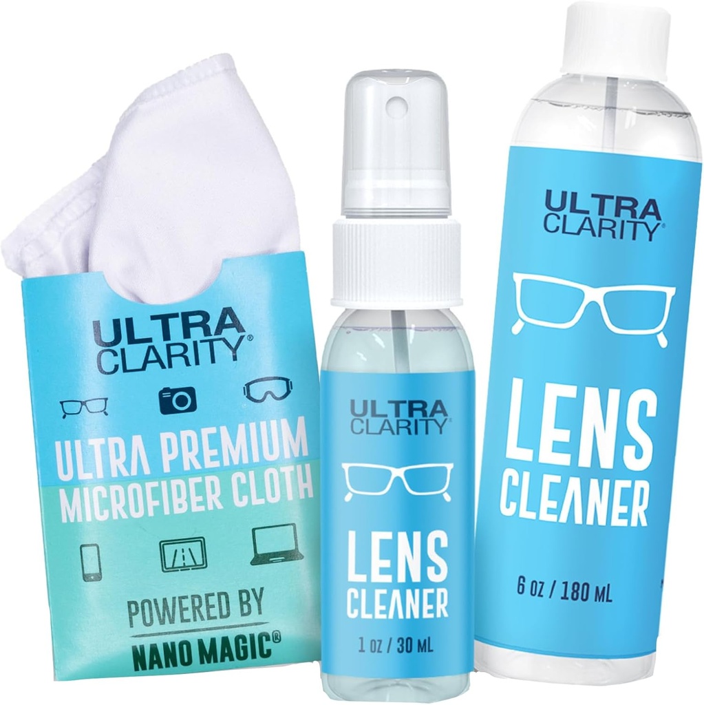 Powered by Nano Magic Eyeglas Lens Reinigungsspray 7oz Value Pack | 1oz Spray, 6oz Refill, Microfiber Cloth | für Gläser, Telefon, Elektronische Bildschirme, Optic Surfaces, beschichtete Oberflächen