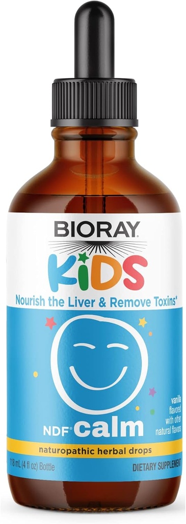 BIORAY Kids NDF Calm, Vanilla - 4 fl oz - Nourish The Liver & Remove Toxins - Non-GMO, Vegan, Glutenfrei - 2-4 Monate Versorgung
