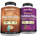 Nutrivein Premium Magnesium L-Threonate & Resveratrol Ergänzung Bundle: High-Absorption Magnesium Threonat und Resveratrol Kapseln für Reparatur, Verteidigung, & Vitalität