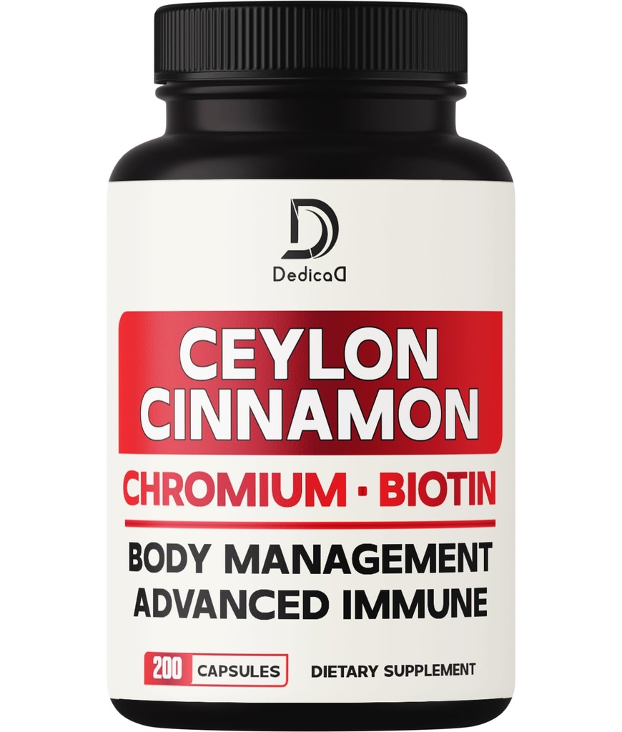 13in1 Ceylon Cinnamon Kapseln - 200 Kapseln mit Chromium Picolinate, Biotin, Grape Seed, Elderberry & More