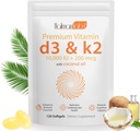 Vitamin D3 K2 Supplement Softgel, Vitamin D3 K2 Softgel mit 10000 IU unterstützt Immun, Herz, Zähne & Knochen Gesundheit, frei von GVO, Gluten, Soy