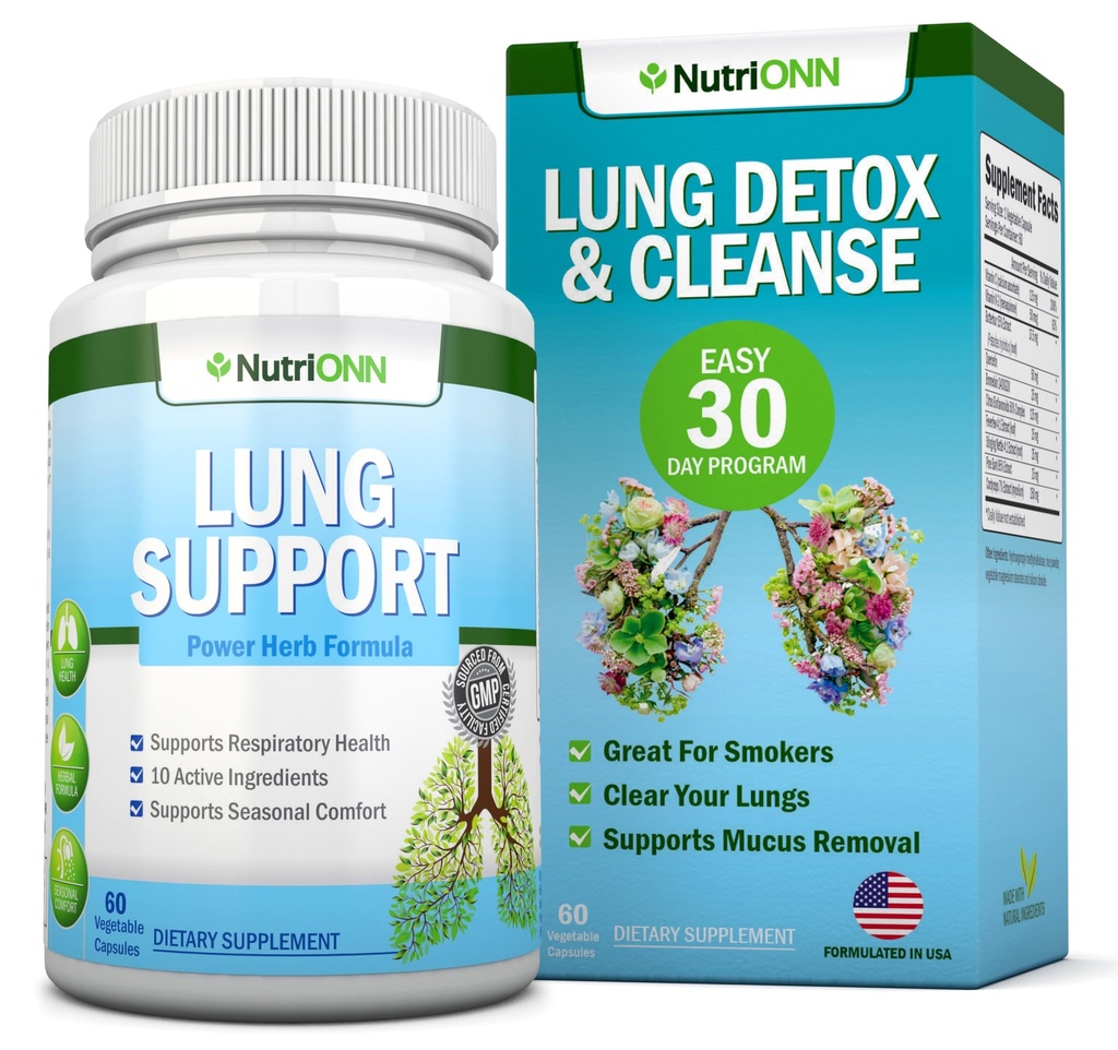 Lung Detox and Cleanse - Toll für Raucher - Extra Strength - 100% Kräuter Lung Health Supplements - Mucus Removal Support - Promotes Respiratory Health - Natürliche Möglichkeit, Ihre Lunge klar zu halten