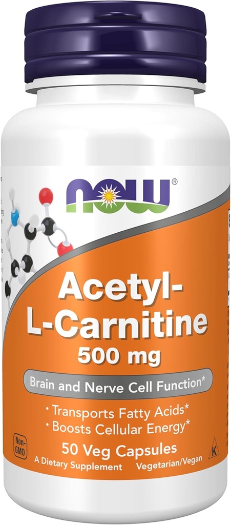 JETZT Nahrungsergänzungsmittel, Acetyl-L Carnitin 500 mg, Aminosäure, Gehirn und Nervenzellfunktion*, 50 Veg Kapseln